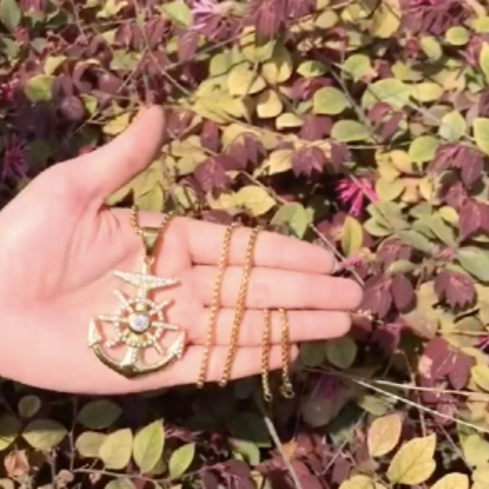 18k Gold Plated Nautical Anchor 24 inch chain